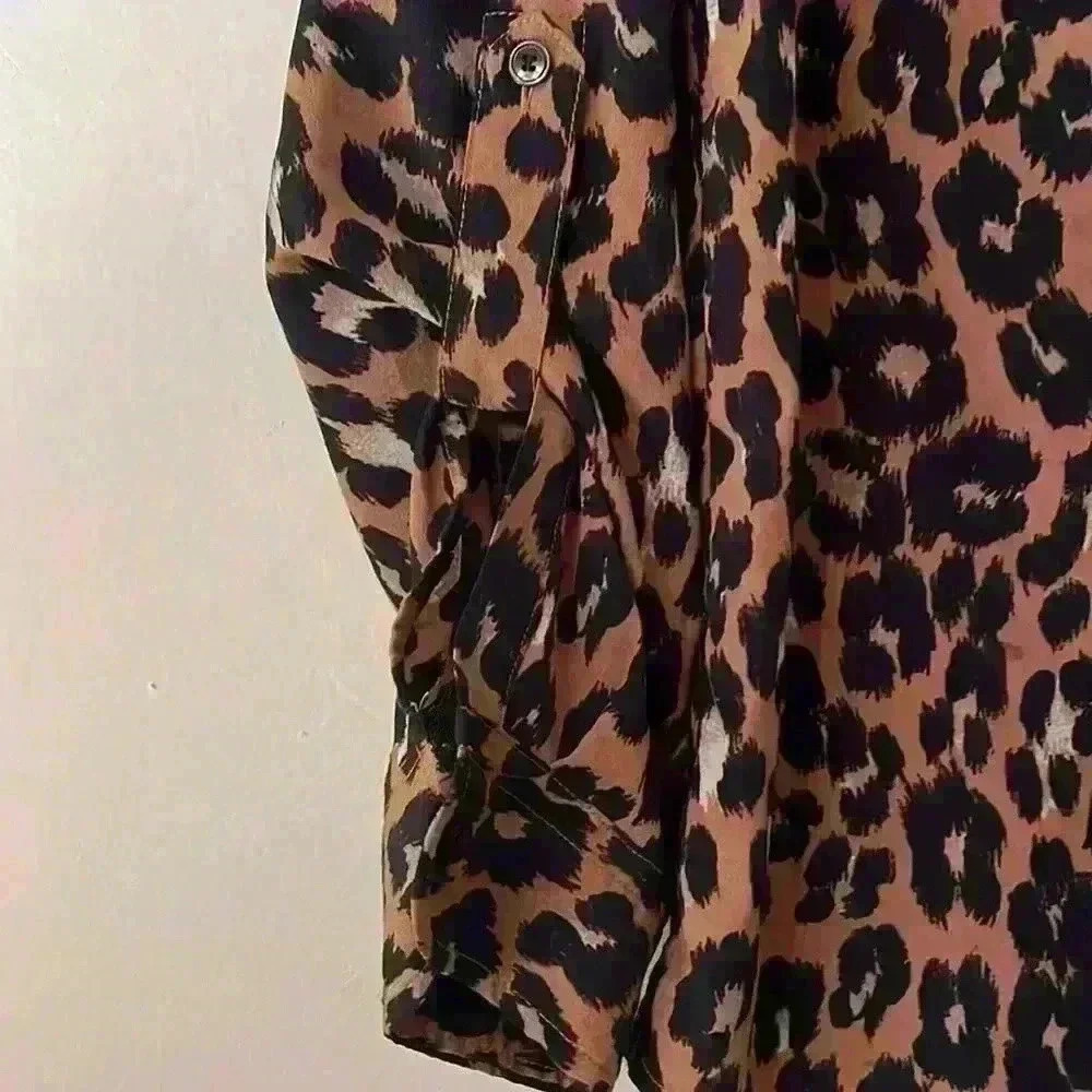 Talbots Womens Animal Leopard Print Button Front Polyester Shirt Size Small - Picture 4 of 8